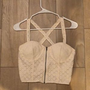 Cream colored crop tank top